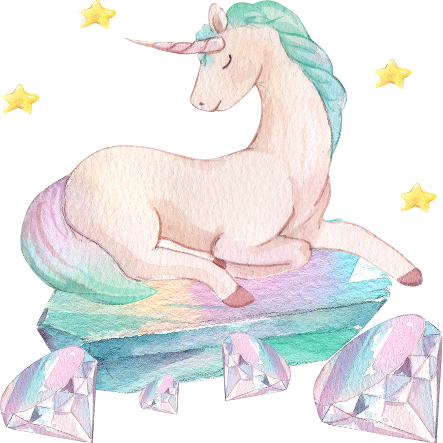 Cute Watercolor Unicorn and Stars Clipart. Nursery Unicorns Illustration. Princess Unicorns Poster. Trendy Pink Cartoon Horse.